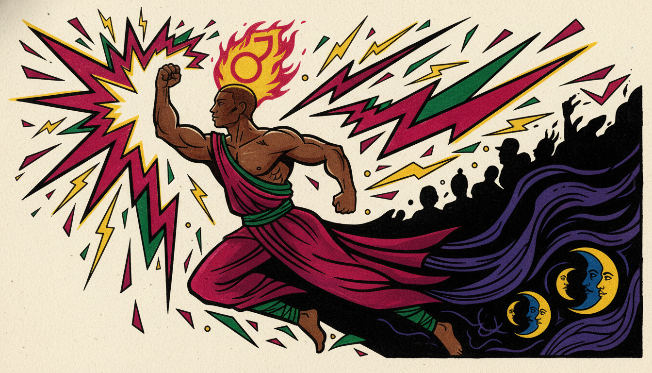 Mars symbol intertwined with 8th house imagery representing intensity, intimacy, and transformation