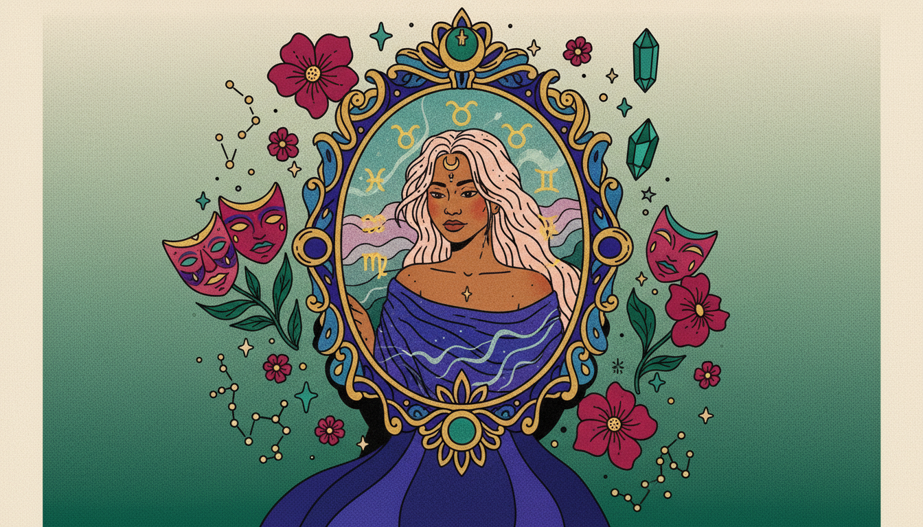 Person looking in mirror symbolizing self-reflection and first house themes