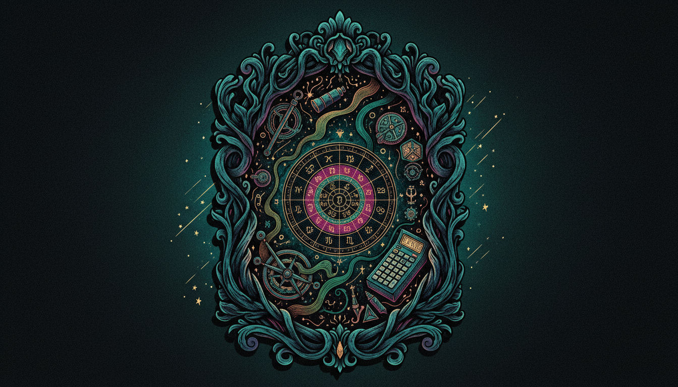 Screen showing free online birth chart calculator interface with colorful zodiac wheel and planetary data