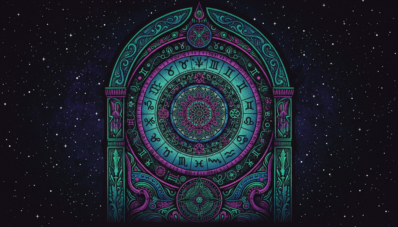 Digital horoscope natal chart calculator interface with zodiac wheel