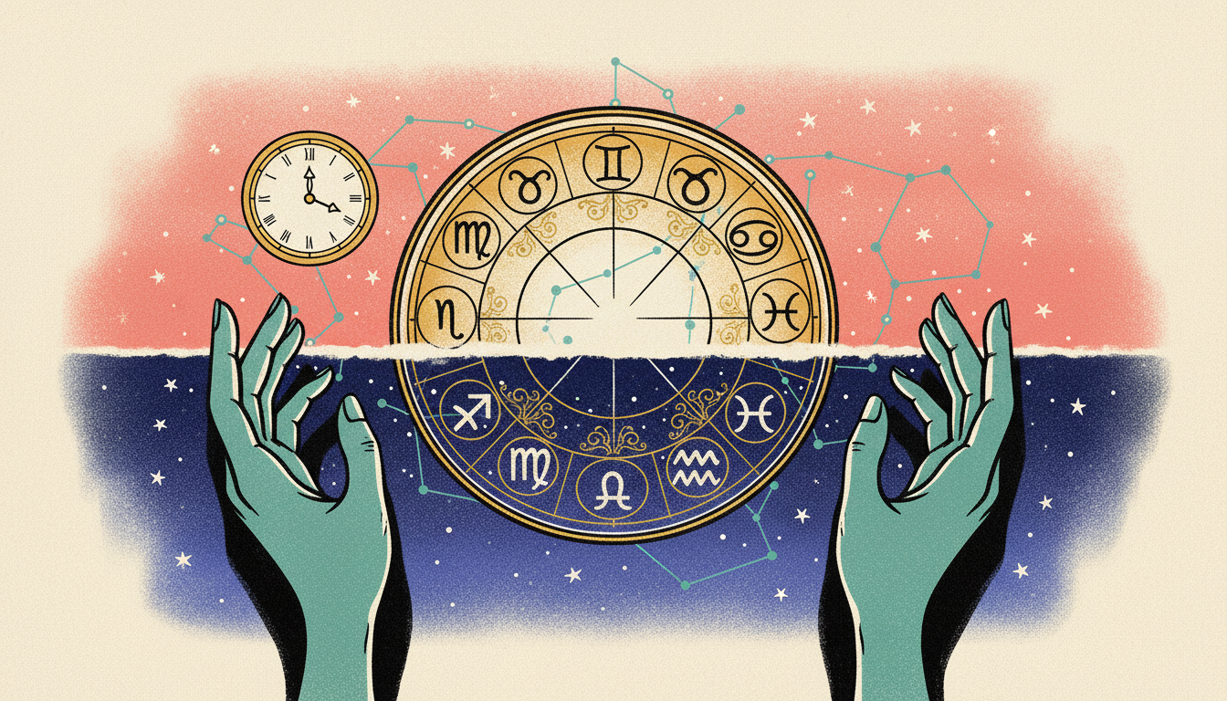 Diagram showing how rising sign is calculated from eastern horizon at birth